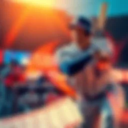 A baseball player in action with odds and betting sheets in the foreground