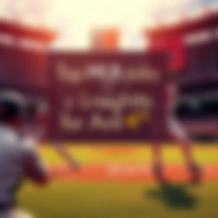 A baseball field with players in action and betting odds displayed in the background