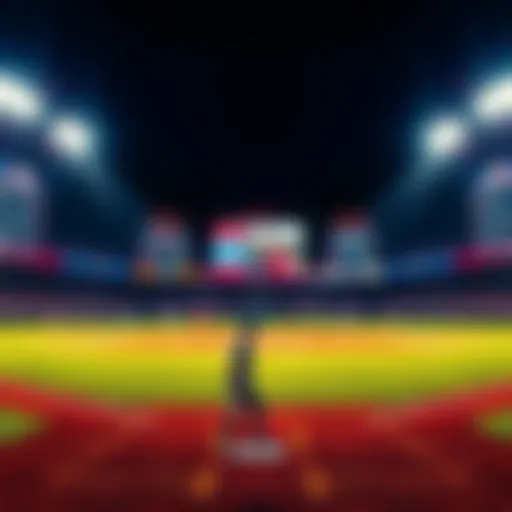 A baseball field with odds and stats displayed, highlighting MLB betting options