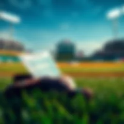 A baseball field with betting slips and a baseball glove on the grass, symbolizing MLB betting insights for August 31, 2026