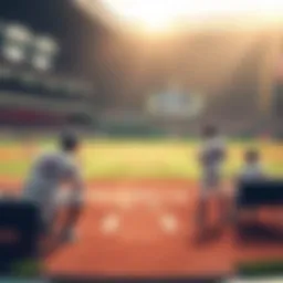A baseball field with players warming up before a game, emphasizing betting strategies for Major League Baseball.
