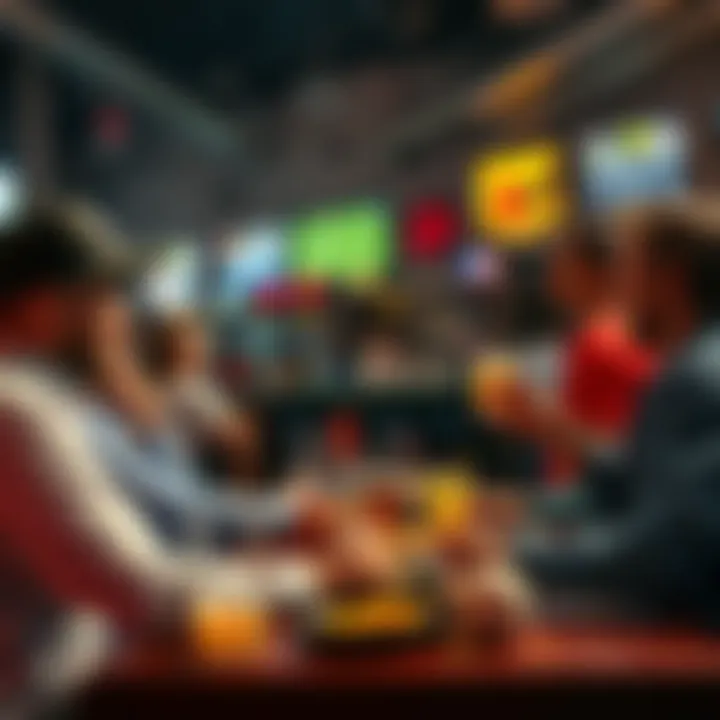 A group of sports fans discussing MLB prop bets and home run picks at a table with drinks and snacks