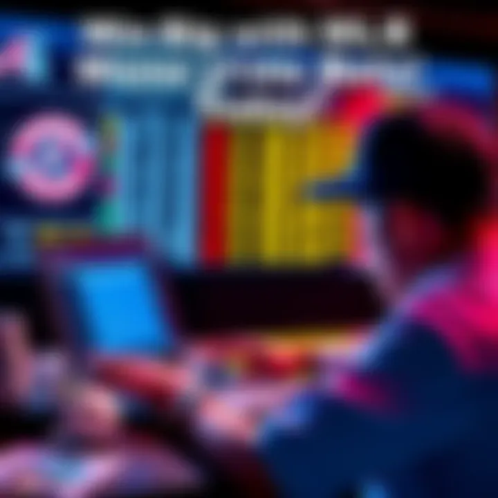 MLB Betting Strategy A person analyzing MLB betting odds on a laptop with baseball graphics in the background