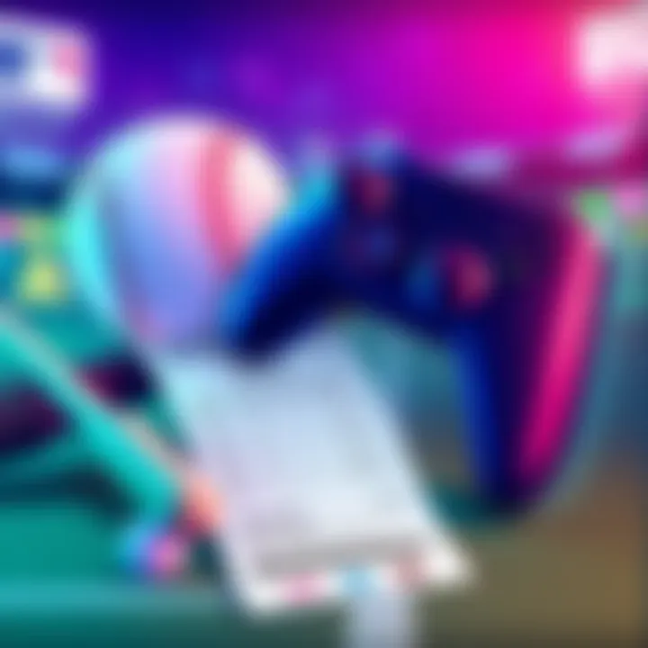 An illustration showing baseball and esports elements with betting odds, featuring a baseball bat and controller on a betting slip