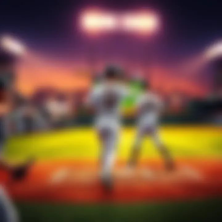 MLB Game Day Action Baseball players in action at a Major League Baseball game, showcasing a pitcher and a batter ready for a home run, with fans cheering in the background