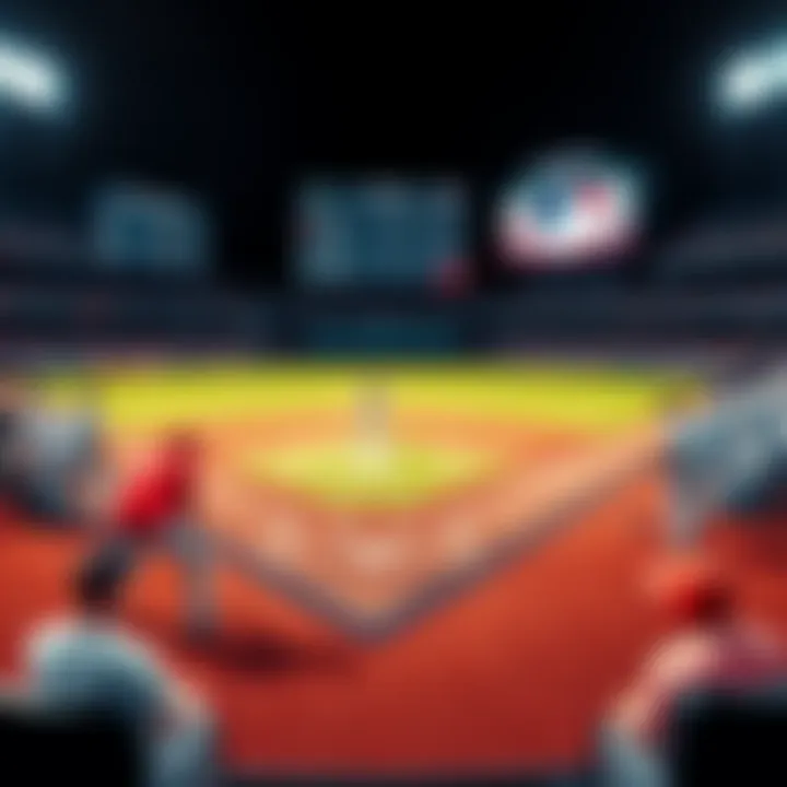 MLB Game Day Picks A baseball field with players warming up and odds displayed on a scoreboard, highlighting expert picks for today's MLB games.