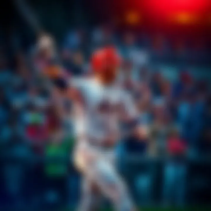 A baseball player celebrating after hitting a home run during a game, with fans cheering in the background.