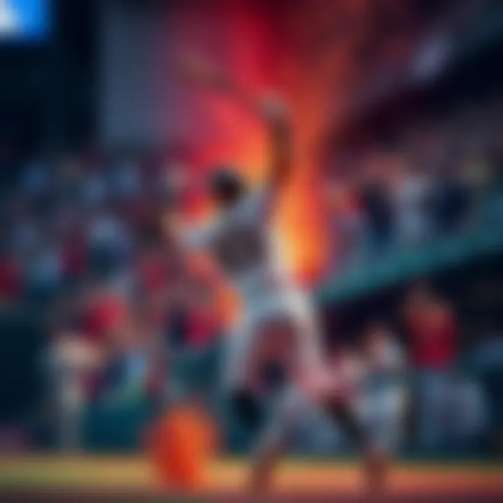 A baseball player celebrates hitting a home run, surrounded by cheering fans in the stadium.