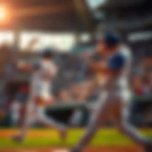 Players swinging bats during an MLB game, hitting home runs, with fans cheering in the background.