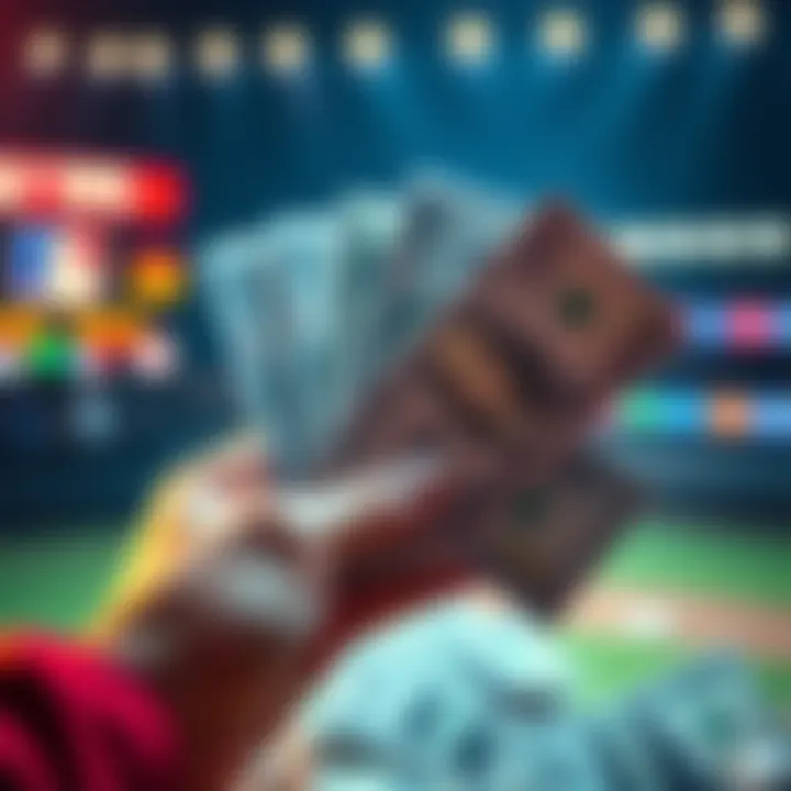 A hand holding betting slips for MLB and NCAAB games with cash in the background