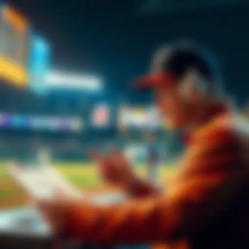 A person reviewing baseball statistics and placing bets for Friday's MLB games