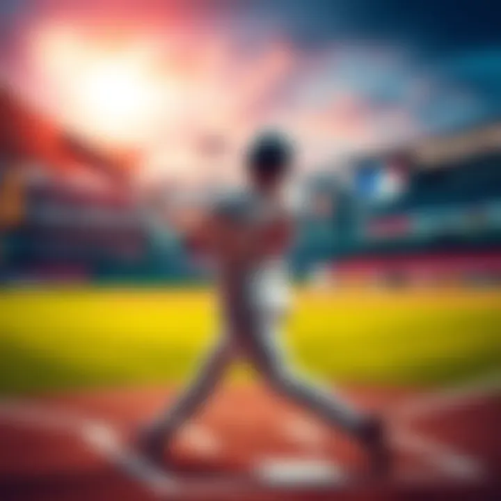 Baseball player swinging a bat during a game, with betting odds in the foreground.