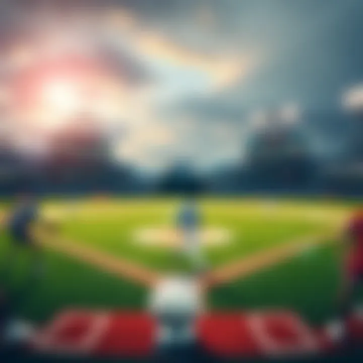 MLB Game and Wemby Performance A baseball diamond with players in action and a basketball player dribbling in the background, representing MLB games and Wemby's performance