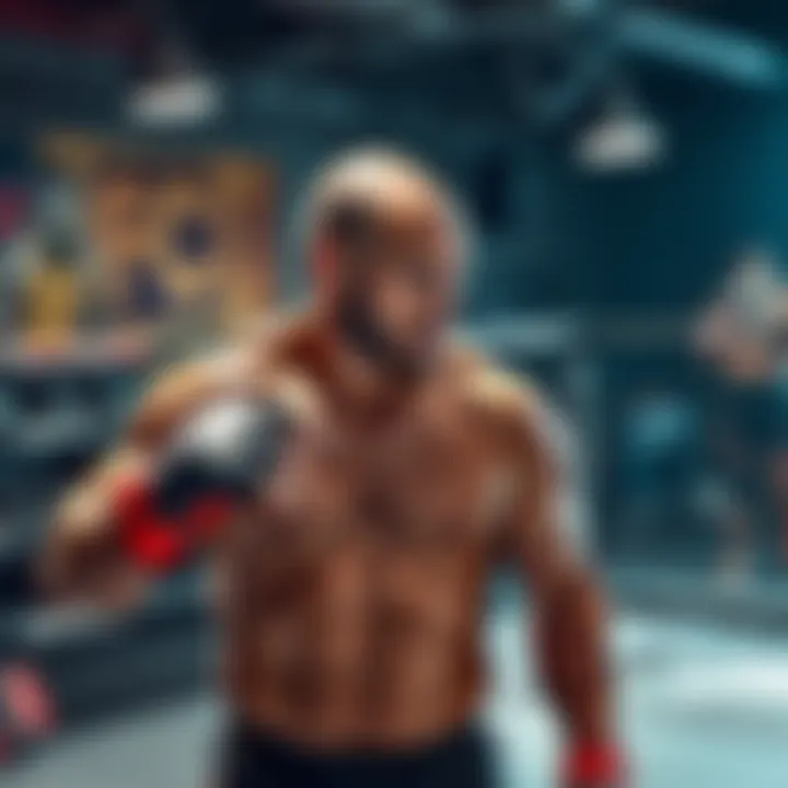 A fighter training in a gym, showcasing determination and strength, representing the underdog for UFC Vegas 107.