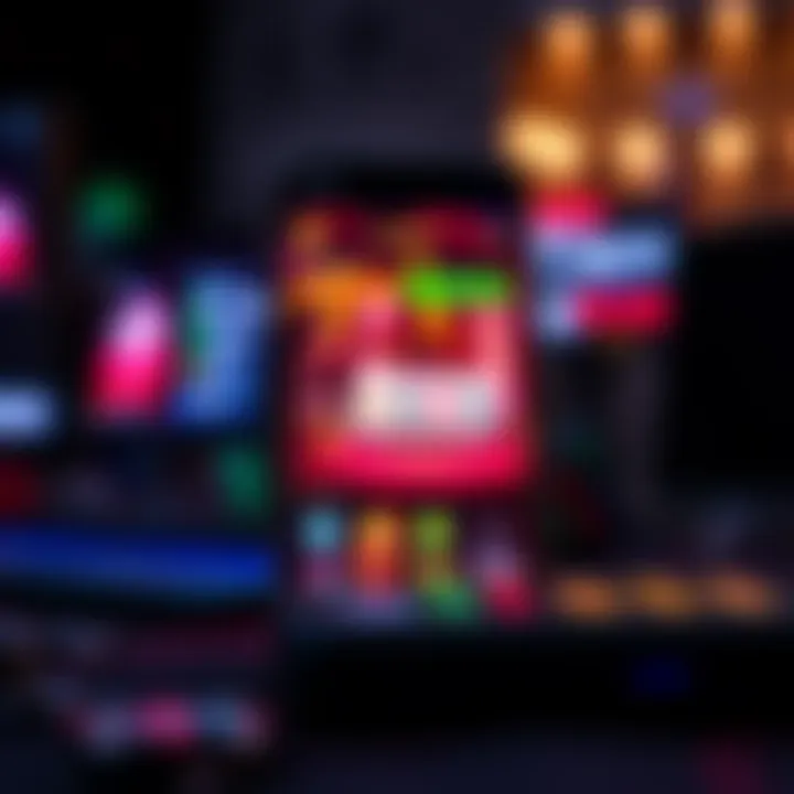 A phone displaying the mobile version of Coinpoker's gaming interface, with vibrant graphics and user-friendly layout.