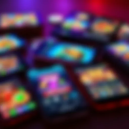 A collection of smartphones displaying various casino games and apps on their screens, representing mobile gaming preferences.