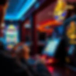 A person playing pokies on a mobile phone while another plays on a desktop computer, highlighting the differences in gaming experience.