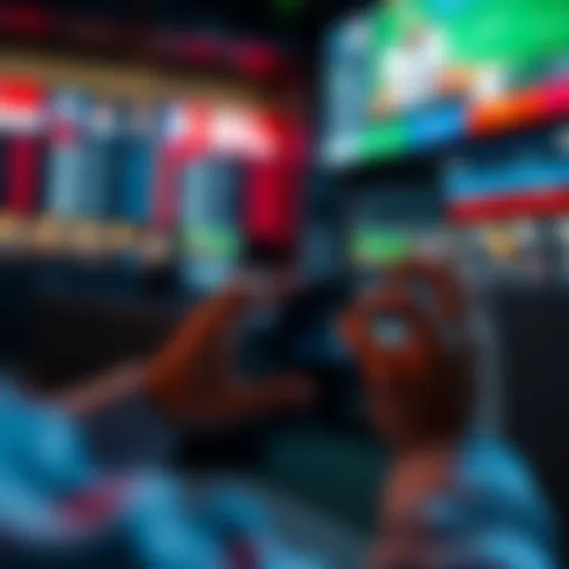 A person using a smartphone to place a bet on a sports app, showcasing a variety of sports options on the screen.