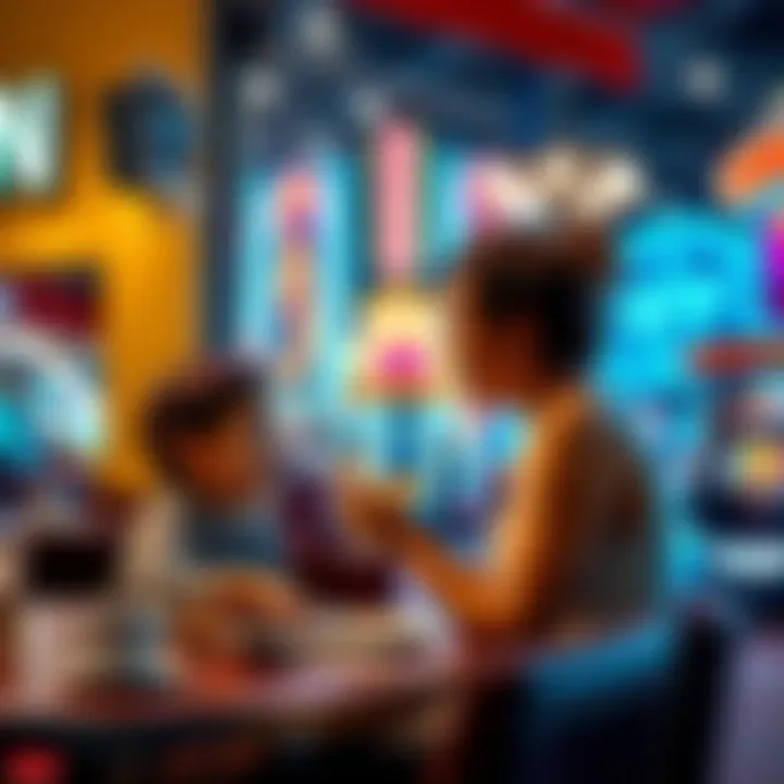 Mom and child in Greektown A mother and child enjoying lunch at a restaurant in Greektown, with a casino in the background