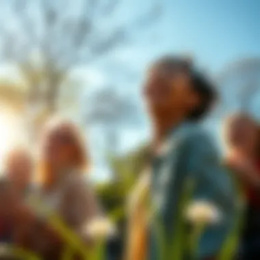 A person laughing joyfully while enjoying a sunny day in the park, surrounded by friends and nature.