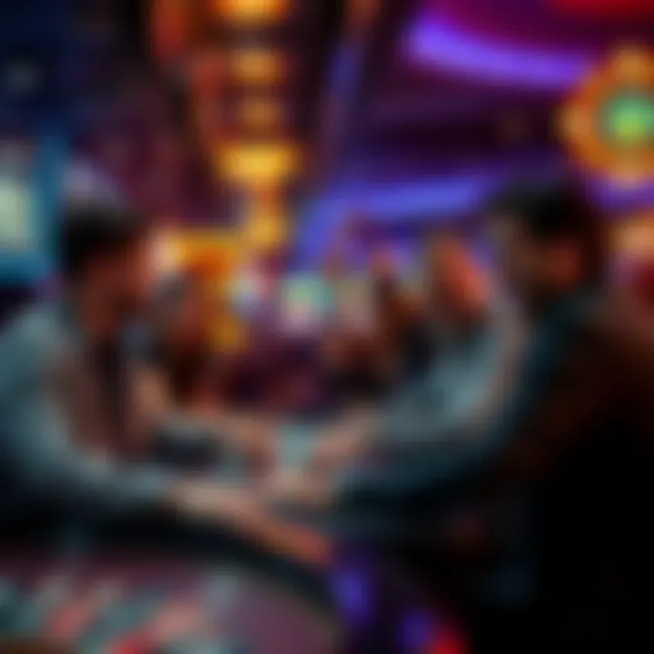 People enjoying a game at a casino on Monday A group of friends smiling and placing bets at a casino on a Monday evening