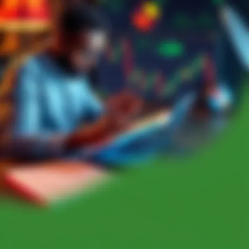 A person reviewing financial graphs and planning money-making strategies with a laptop and notebook.