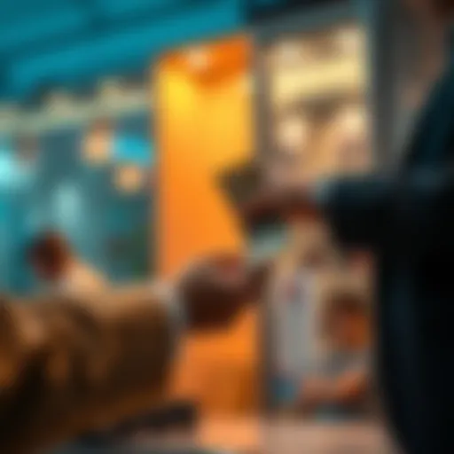 Bank teller handing over cash to a customer at a bank in a Balkan country