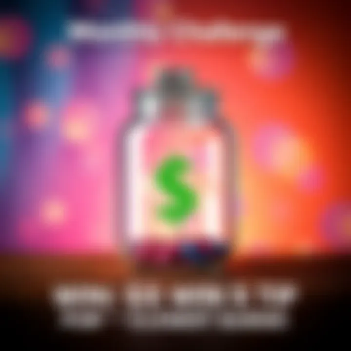 Monthly Challenge Promotion A colorful graphic showing a tip jar with $5 on a vibrant background, inviting people to join the monthly guessing challenge.