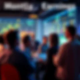 People sharing their thoughts on monthly earnings trends in a group setting