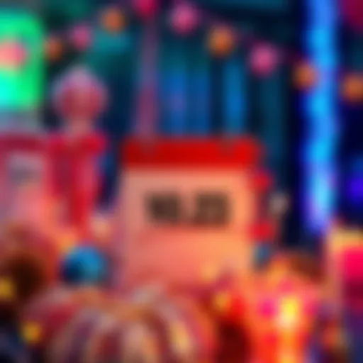 A calendar with a marked date for the monthly event and colorful decorations around it