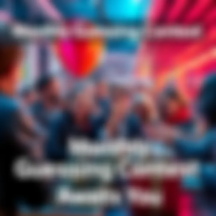 A fun scene showing people excitedly making guesses for a contest, with cash prizes displayed prominently.