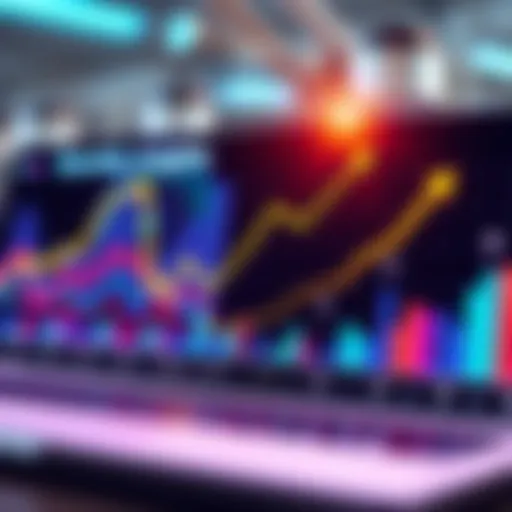 A colorful graph showing trends and analytics from the Premonthly report, with arrows indicating upward movement and key data points highlighted.