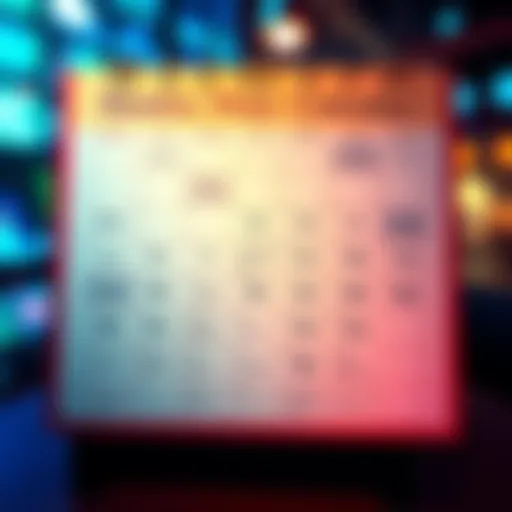 A colorful calendar page highlighting important dates for top monthly selections, with notes about trending items and events.