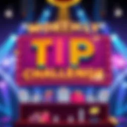A colorful banner announcing the Monthly Tip Challenge, featuring a guessing game theme with prizes and excitement.
