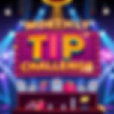 A colorful banner announcing the Monthly Tip Challenge, featuring a guessing game theme with prizes and excitement.