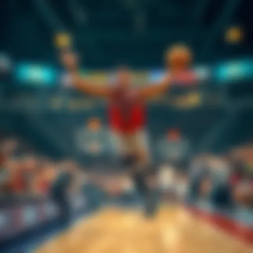 Moody jumps in joy as fans cheer after making a crucial shot during the game