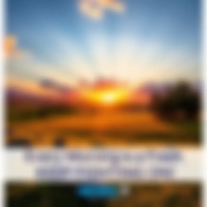 A bright sunrise casting warm light over a calm landscape with trees and fresh green grass, symbolizing new beginnings and positivity