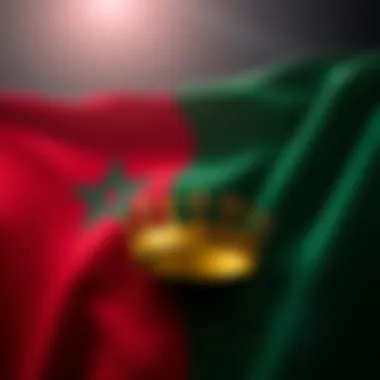 The Moroccan flag displayed prominently with a golden crown symbolizing the new title of Kings of Africa.