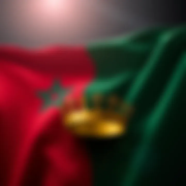 The Moroccan flag displayed prominently with a golden crown symbolizing the new title of Kings of Africa.