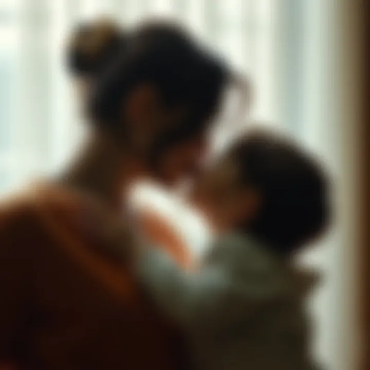 A joyful moment of a mother receiving a kiss from her child on Mother's Day