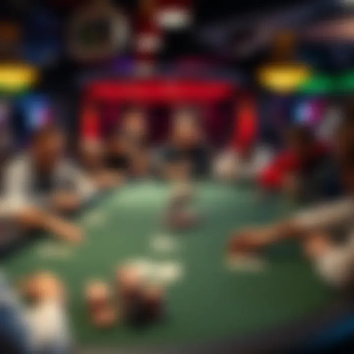 MTT Tournament Table A scene from a poker tournament showing players at tables with chips and cards, focused on the game.