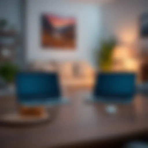 Two laptops on a table in a home setting, representing multiple accounts for claiming bonuses.