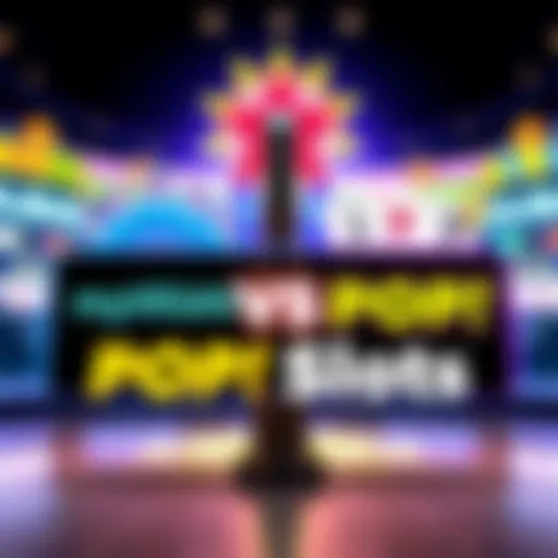 Graphic showing features of myVEGAS and POP! Slots side by side