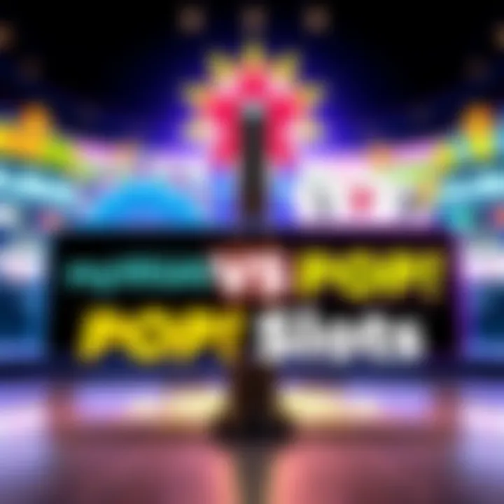 Graphic showing features of myVEGAS and POP! Slots side by side