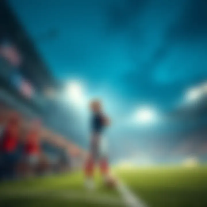 A determined young athlete named Nate stands on a sports field looking hopeful, surrounded by cheering fans, symbolizing his underdog status and potential in the upcoming match.