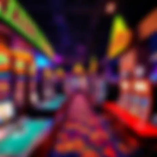 A vibrant casino floor showcasing slot machines and card tables in a Native American casino