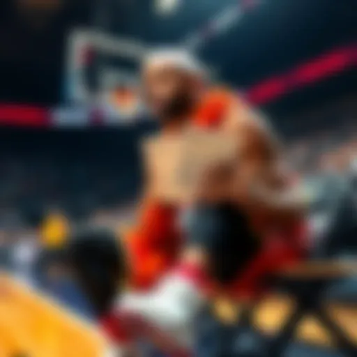 Basketball player sitting on the bench with a strategy playbook and betting slips in hand, looking ready to jump into the game