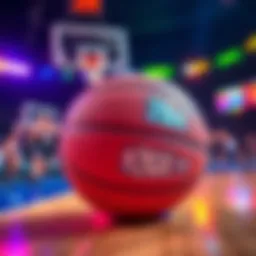 A basketball with betting odds displayed on a table, symbolizing high-stakes NBA parlays, showing both 5X and 20X multipliers.