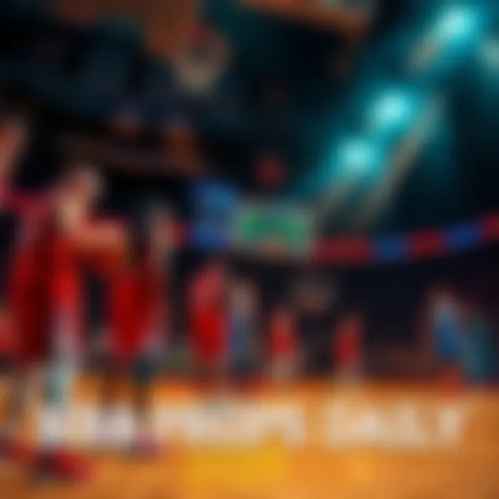 NBA Game Day Props Basketball players warming up on the court before a game, highlighting key matchups for betting insights