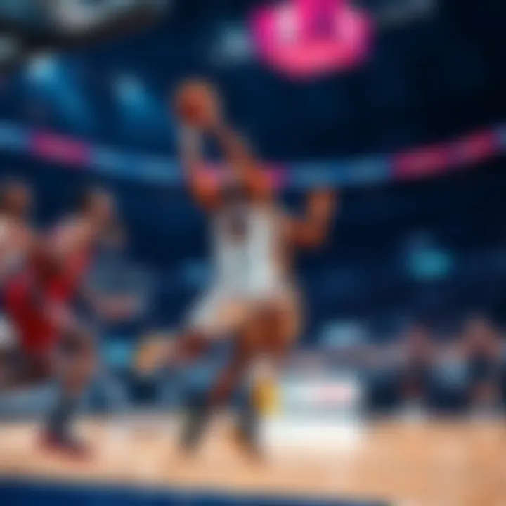 Basketball players in action during an NBA game